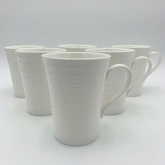 6 Mikasa Bone China Swirl 12 oz mugs - Picture 1 of 11